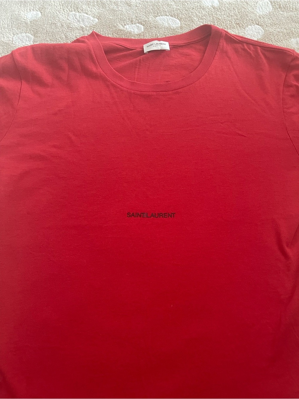 Saint Laurent Red Minimal Logo T-Shirt - Picture 4 of 8